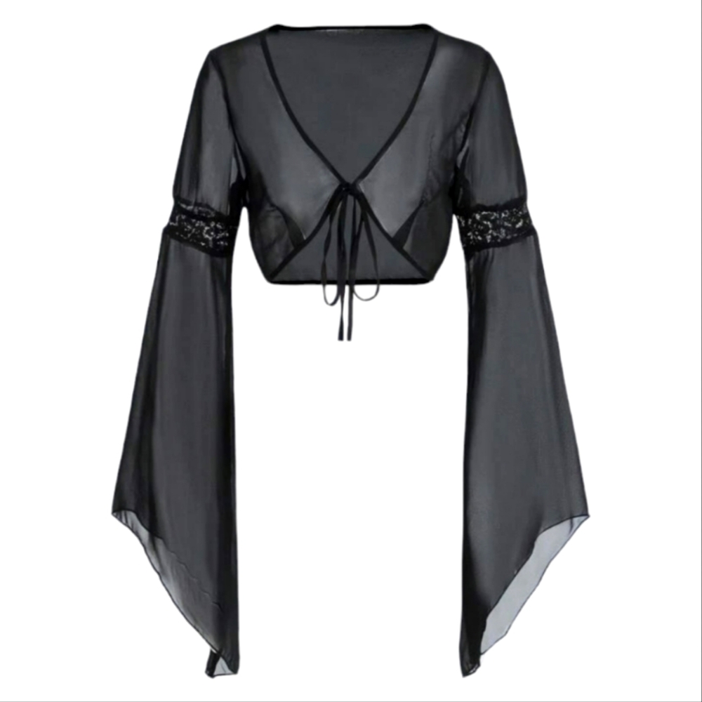 🖤 3/$45 NWT ROMWE Sheer Mesh Witchy Top